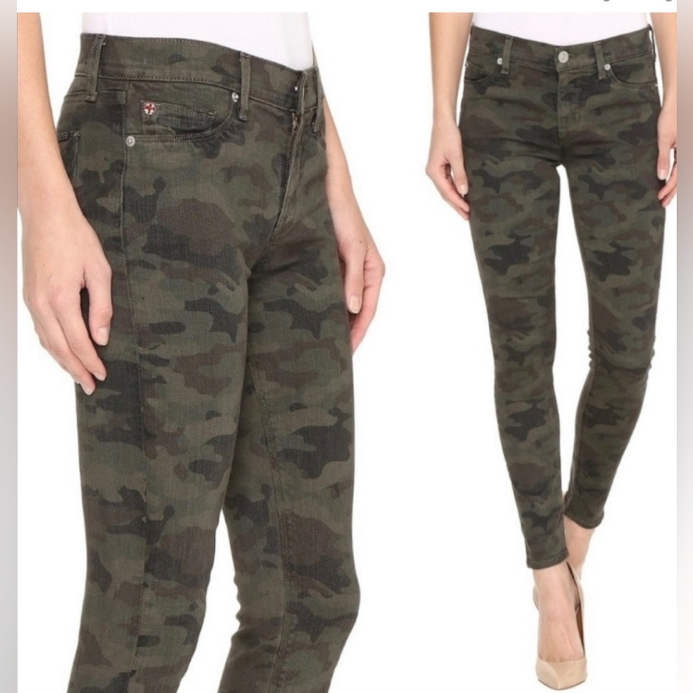 Hudson Collin Midrise Skinny Ankle Dark Grey Camo Jeans 34